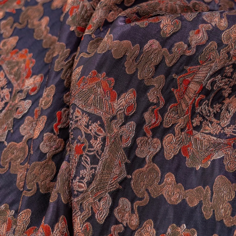Sewing Vest - Purple Red Rayon Floral Jacquard Lurex