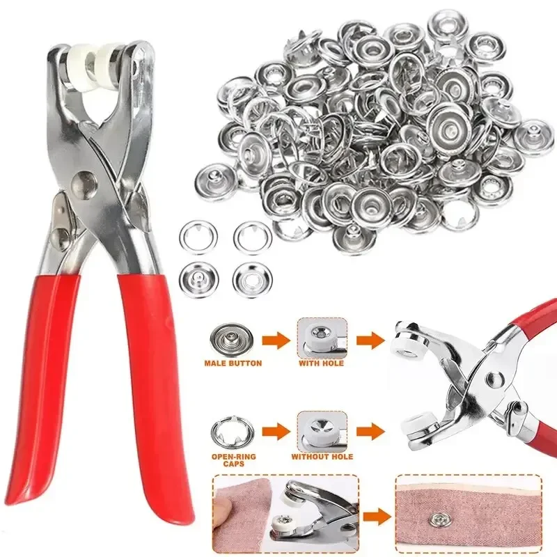Snap Button Plier - 400pcs Prong Rings 9.5mm Buckle Buttons