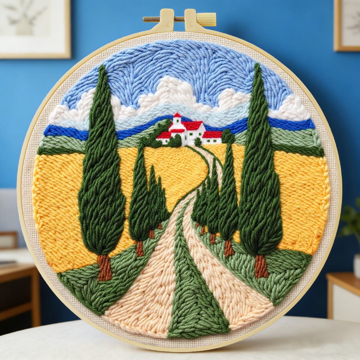 Is Sewing Textile Art - 20X20CM/7.87inch Field Punch Needle Embroidery Set