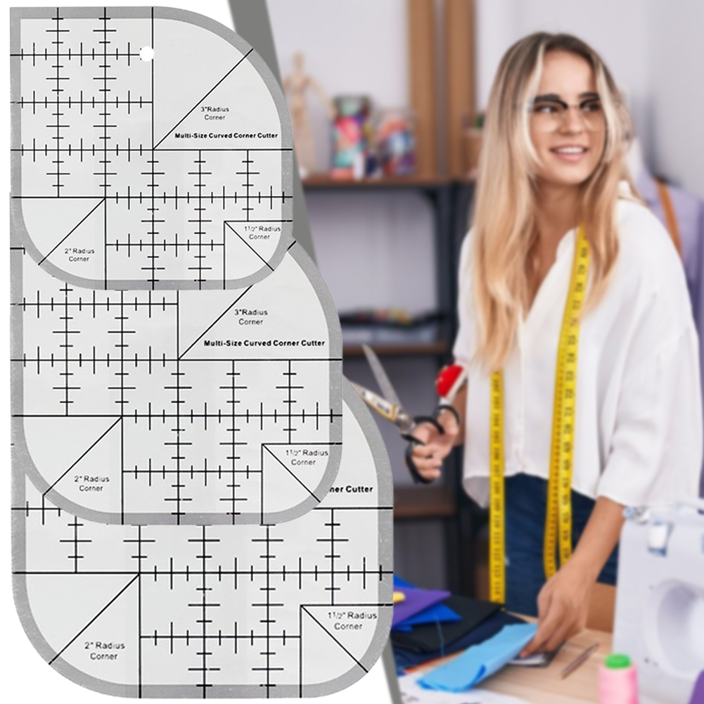 Quilting Ruler Square - Non Slip Curved Corner Cutter Ruler