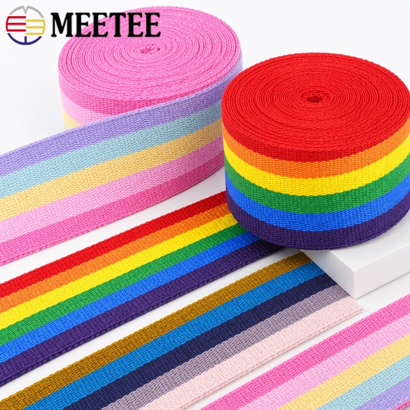 Binding Tape Bias - 5/10M 25/32/38mm Rainbow Webbing Strap Knapsack