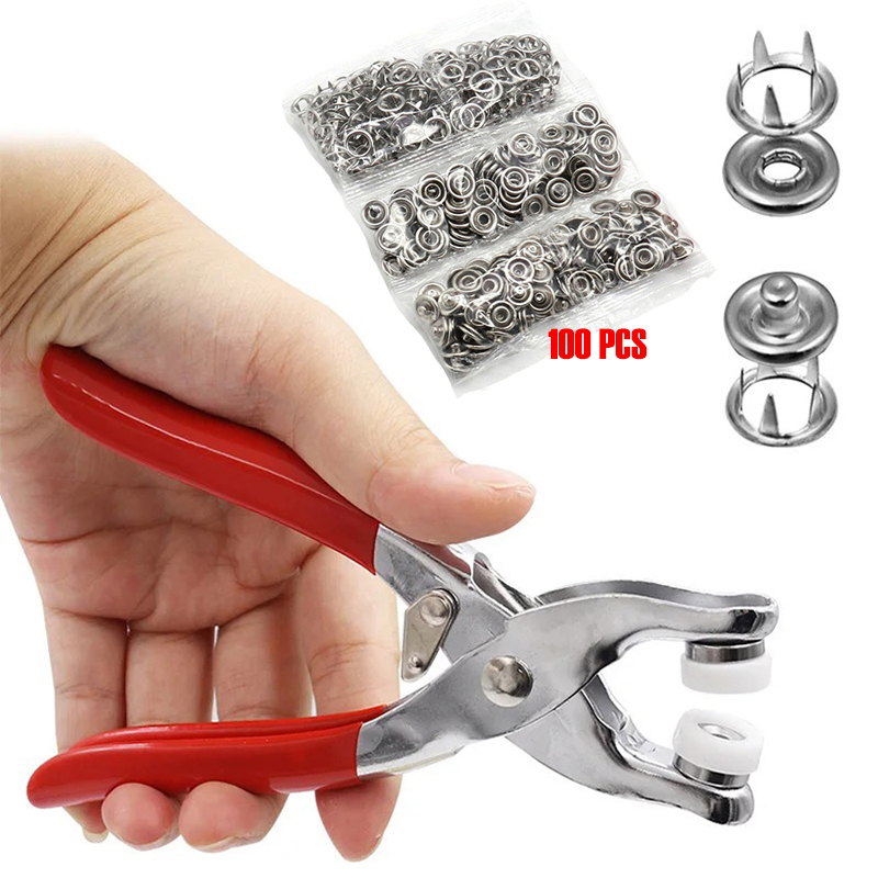 Snap Button Plier - 100pc Five-prong ButtonInstallation Pliers Set Metal