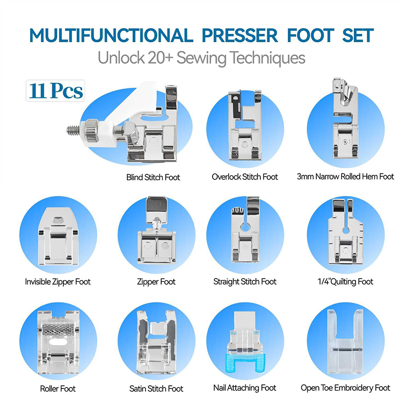 △ 11 Pcs Sewing Machine Presse - Rolled Hem Foot recension och pris
