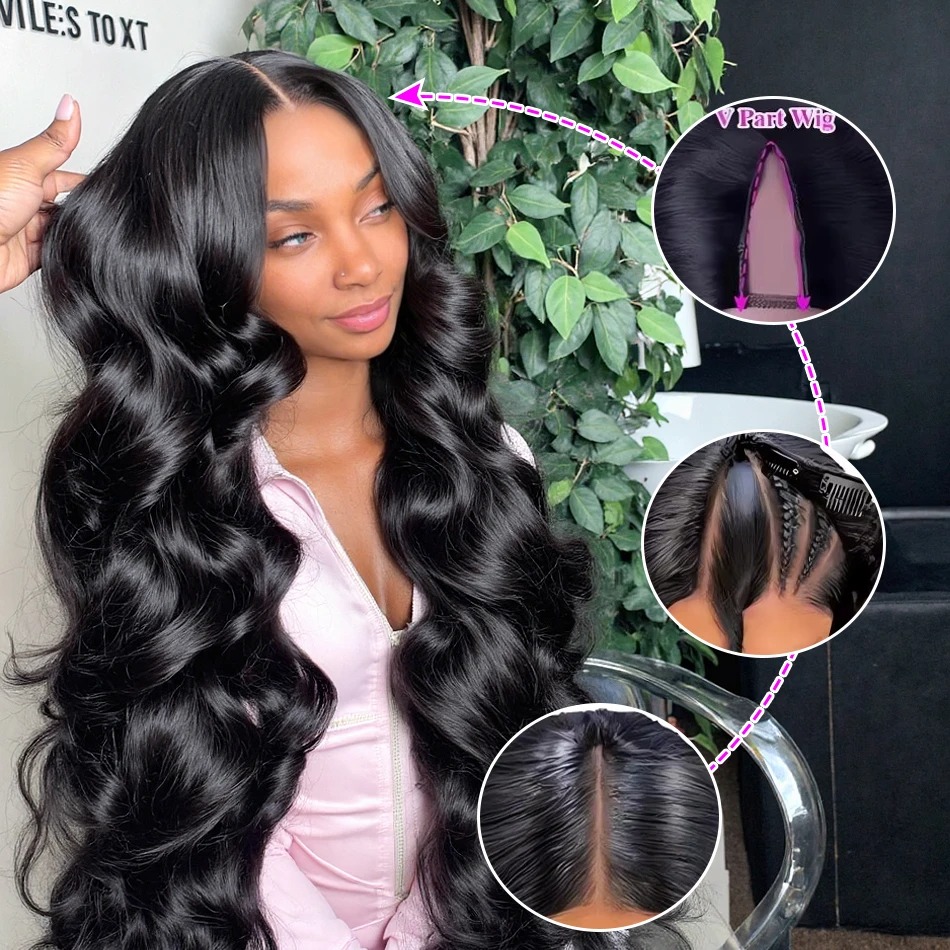 V Part Wig Human Hair Body Wav - Sewing V recension och pris