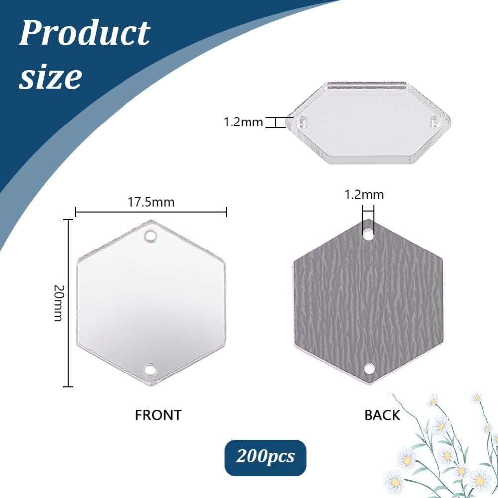 200pcs Hexagon Sew on Mirrors  - Sewing Kit recension och pris