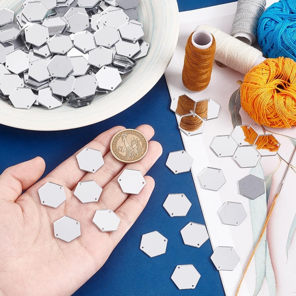 200pcs Hexagon Sew on Mirrors  - Sewing Kit recension och pris