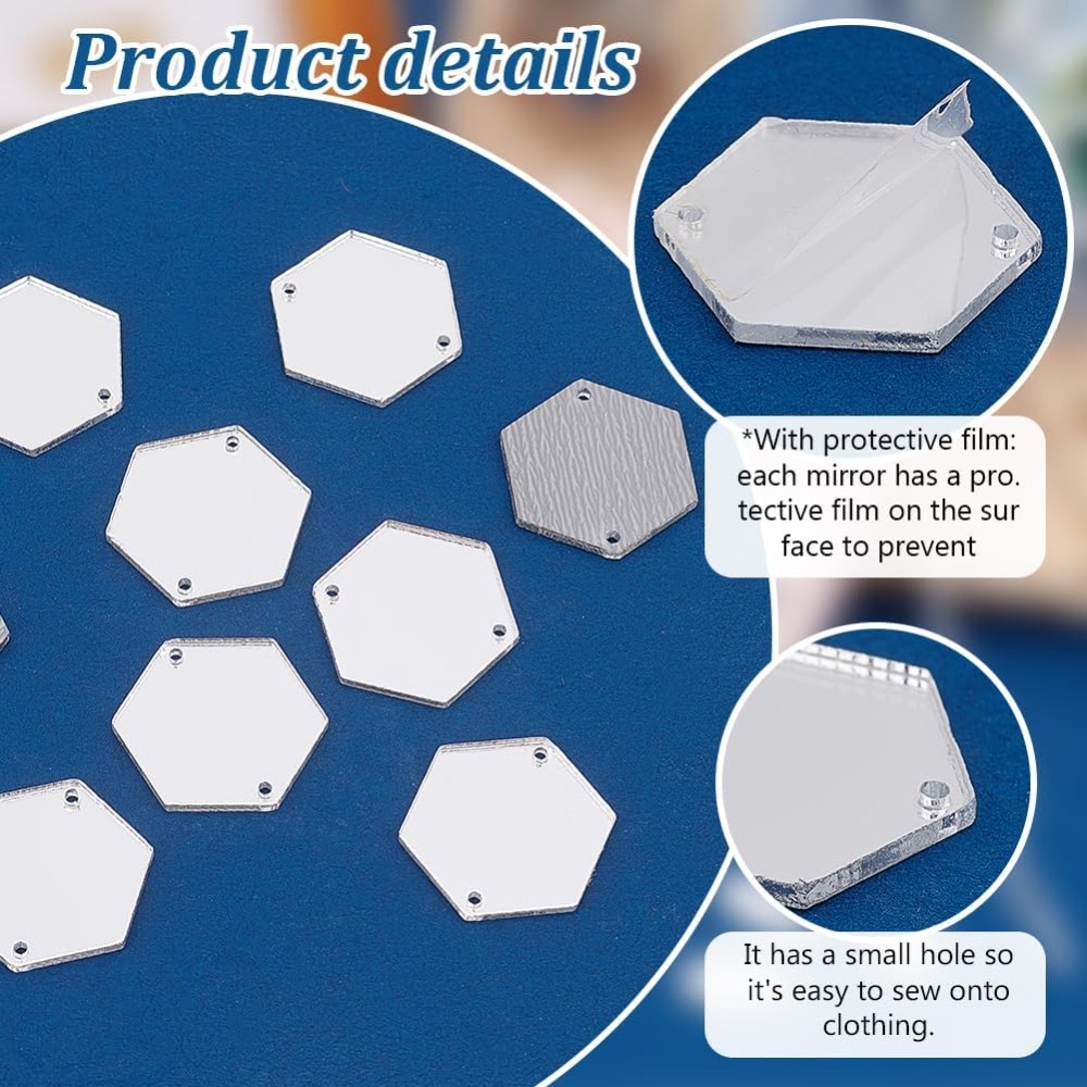 200pcs Hexagon Sew on Mirrors  - Sewing Kit recension och pris