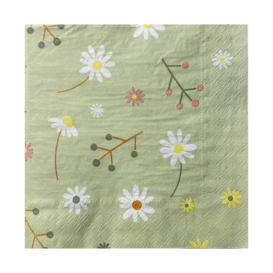 Chamomile Printed Napkin Green - Pattern Tissue Paper recension och pris