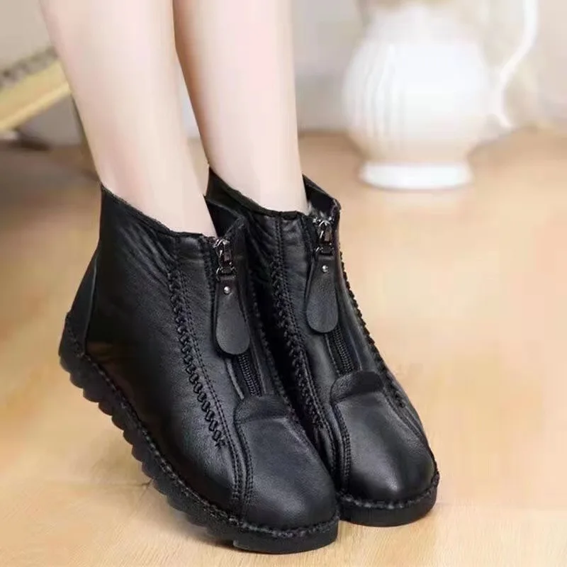Winter Women Ankle Boots Fashi - Sewing Front Zipper recension och pris