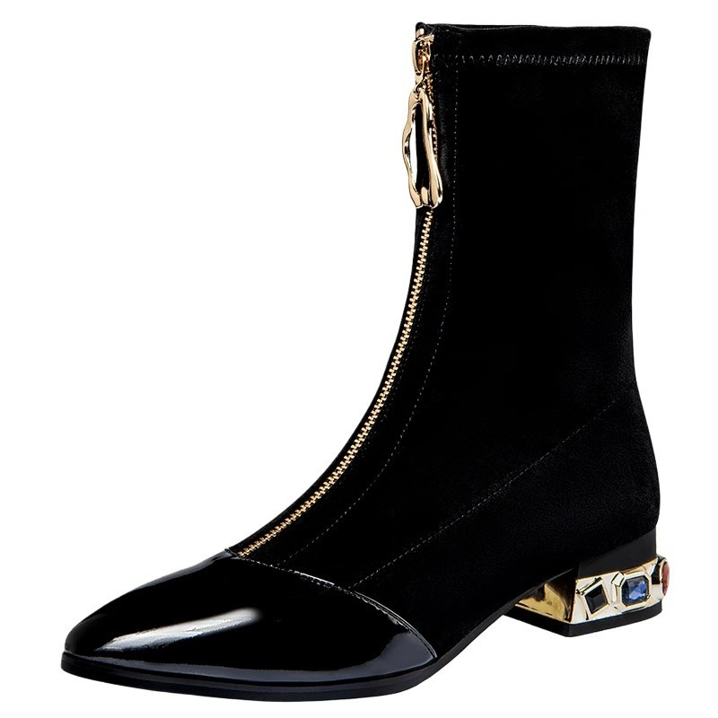 Women Shiny Sequin Ankle Boots - Sewing Front Zipper recension och pris