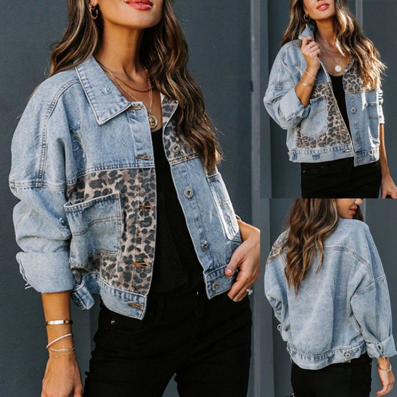 Leopard Stitching Denim Jacket - Sewing Jackets recension och pris