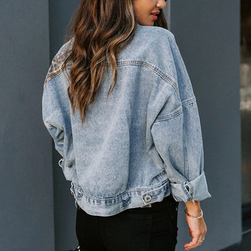 Leopard Stitching Denim Jacket - Sewing Jackets recension och pris