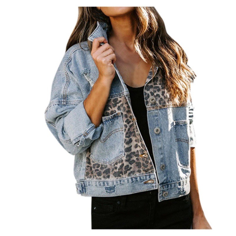 Leopard Stitching Denim Jacket - Sewing Jackets recension och pris
